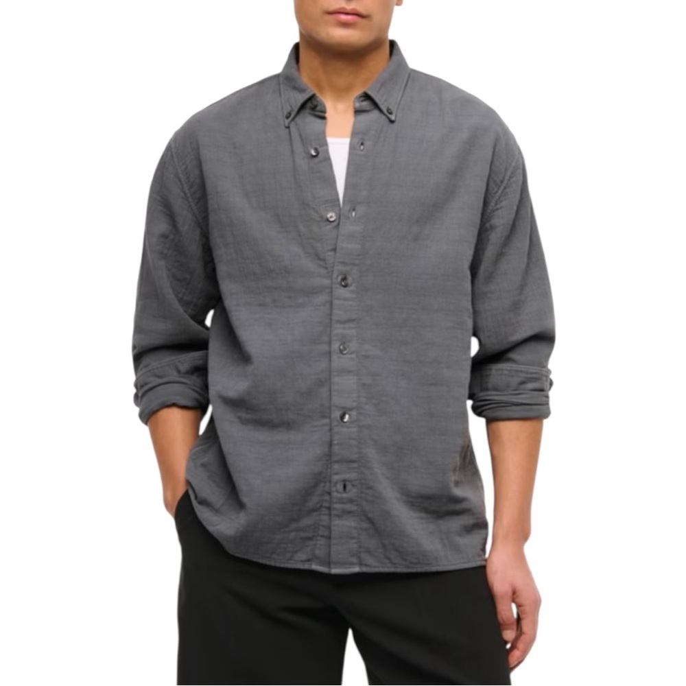 Abercrombie & Fitch Mens Medium Gray Soft Cotton Flannel Shirt